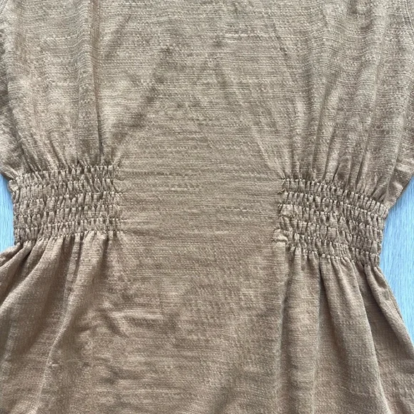 NWT Z Supply Camel Smocked Waist Knit Mini Dress Size L - Picture 3 of 7